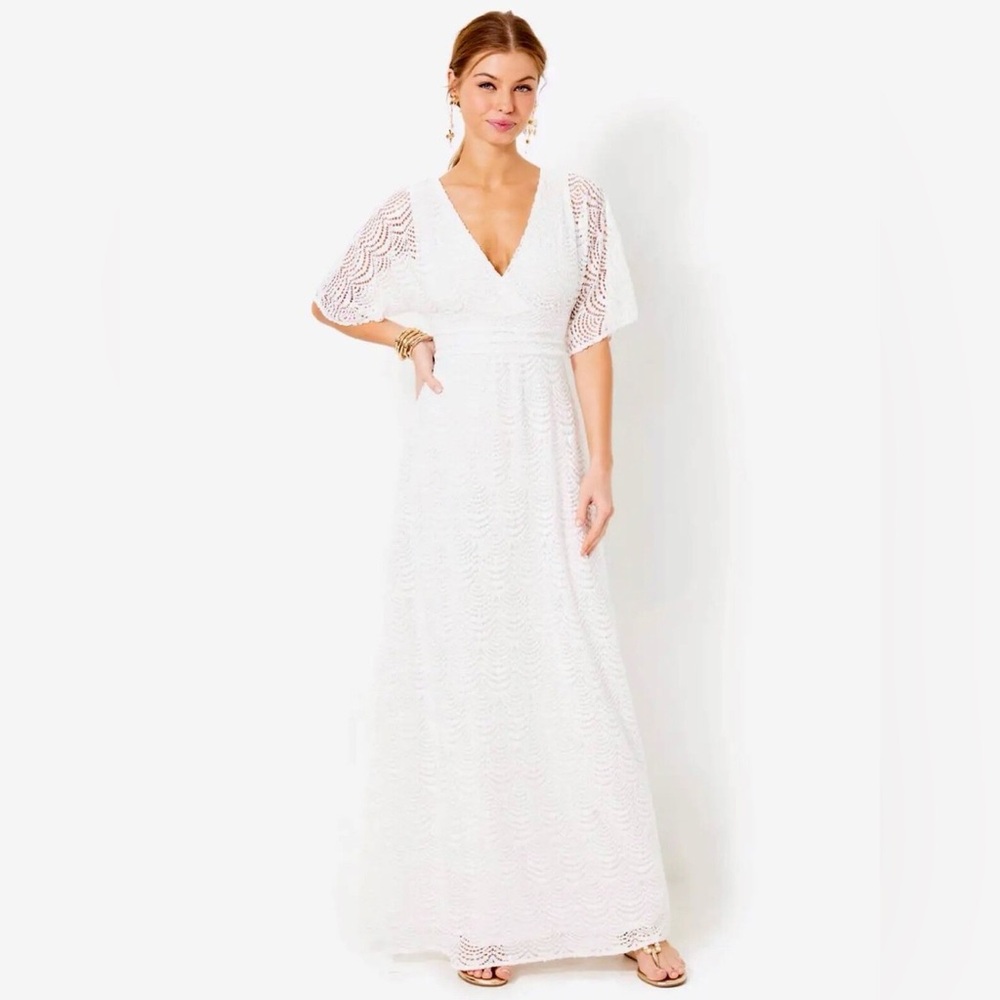 Lilly Pulitzer Parigi Elbow Sleeve Lace Maxi Dress